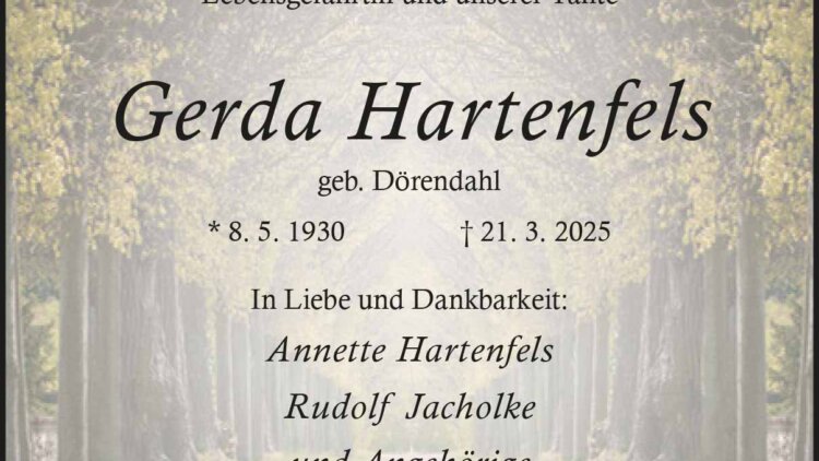 Gerda Hartenfels † 21. 3. 2025