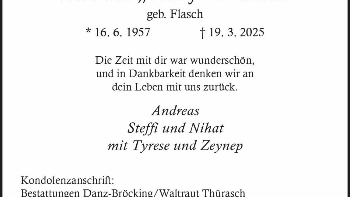 Waltraut „Wally“ Thürasch † 19. 3. 2025