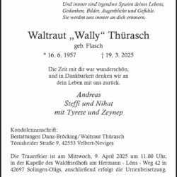 Waltraut „Wally“ Thürasch † 19. 3. 2025