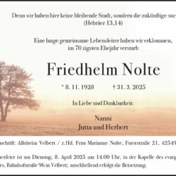 Friedhelm Nolte † 31. 3. 2025