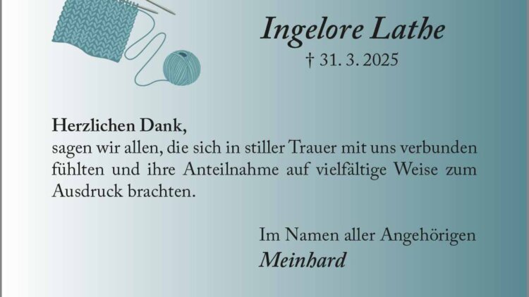 Ingelore Lathe -Danksagung-