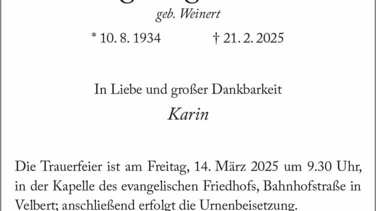 Ingeborg Groth † 21. 2. 2025