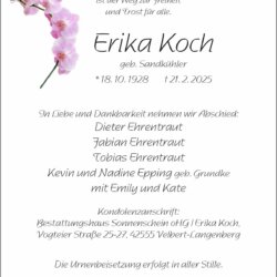 Erika Koch † 21. 2. 2025