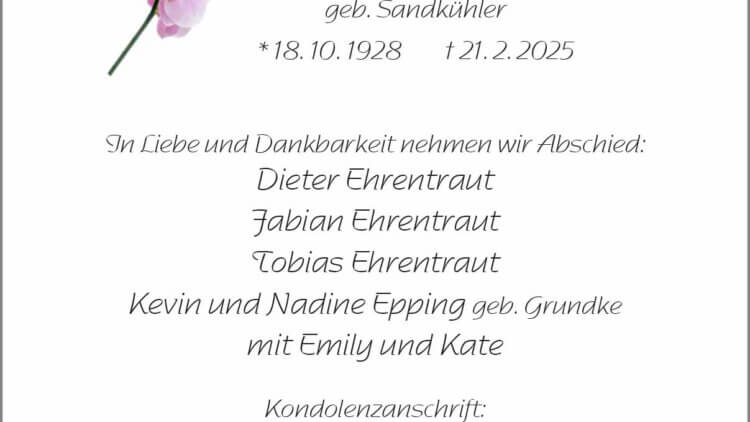 Erika Koch † 21. 2. 2025