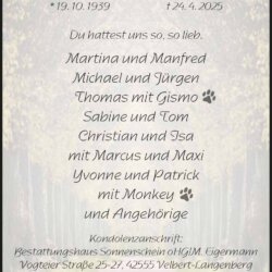 Margarete Eigermann † 24. 4. 2025