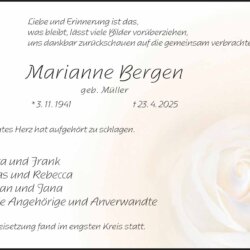 Marianne Bergen † 23. 4. 2025