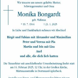 Monika Bongardt † 23. 1. 2025