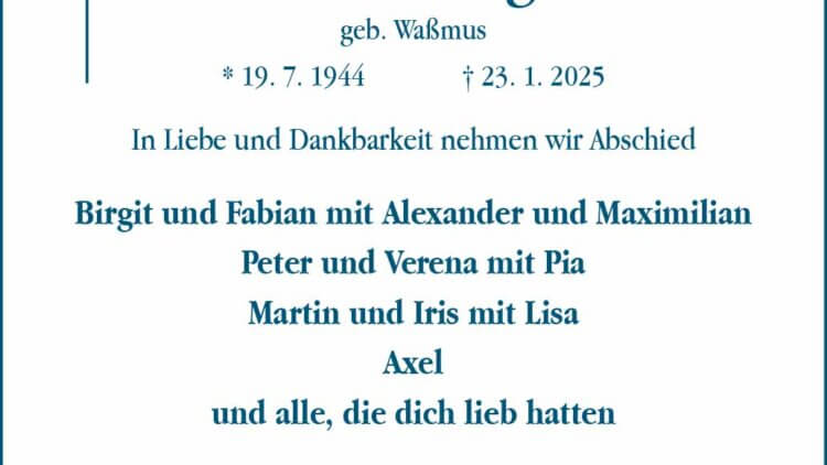 Monika Bongardt † 23. 1. 2025