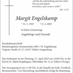 Margit Engelskamp † 6. 4. 2025