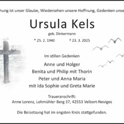 Ursula Kels † 23. 3. 2025