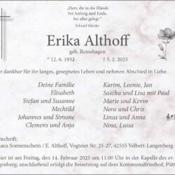 Erika Althoff † 5. 2. 2025