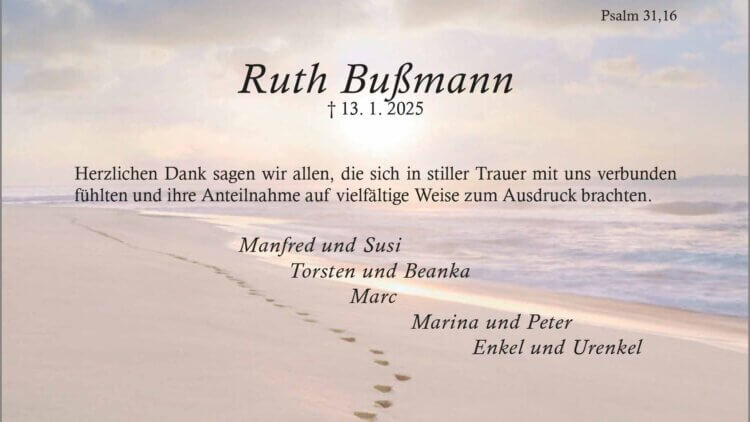 Ruth Bußmann -Danksagung-
