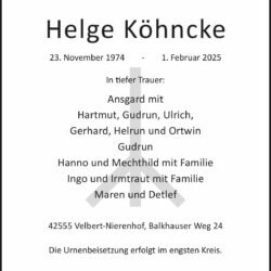 Helge Köhncke † 1. 2. 2025
