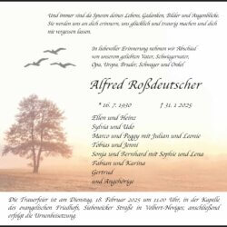 Alfred Roßdeutscher † 31. 1. 2025
