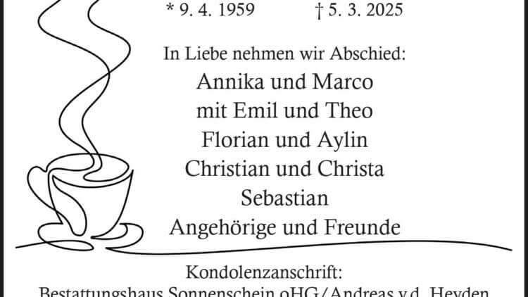 Andreas von der Heyden † 5. 3. 2025