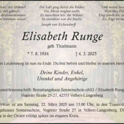 Elisabeth Runge † 4. 3. 2025