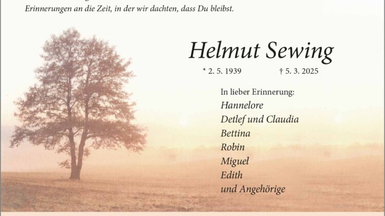 Helmut Sewing † 5. 3. 2025