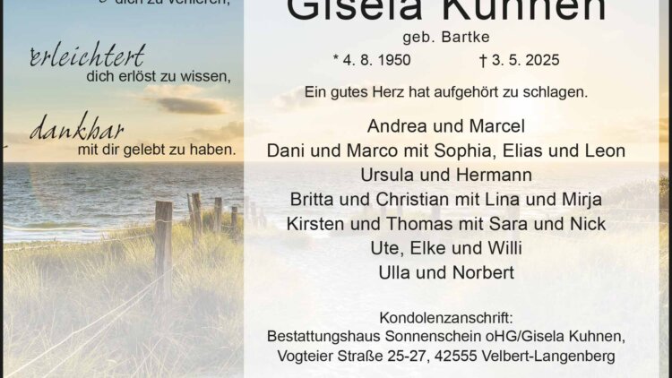 Gisela Kuhnen † 3. 5. 2025