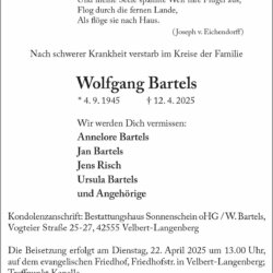 Wolfgang Bartels † 12. 4. 2025