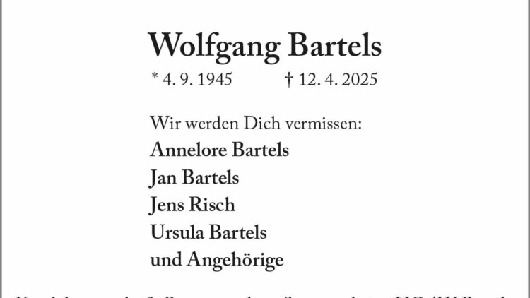 Wolfgang Bartels † 12. 4. 2025