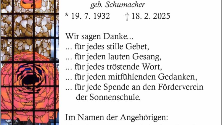 Doris Sträßer -Danksagung-