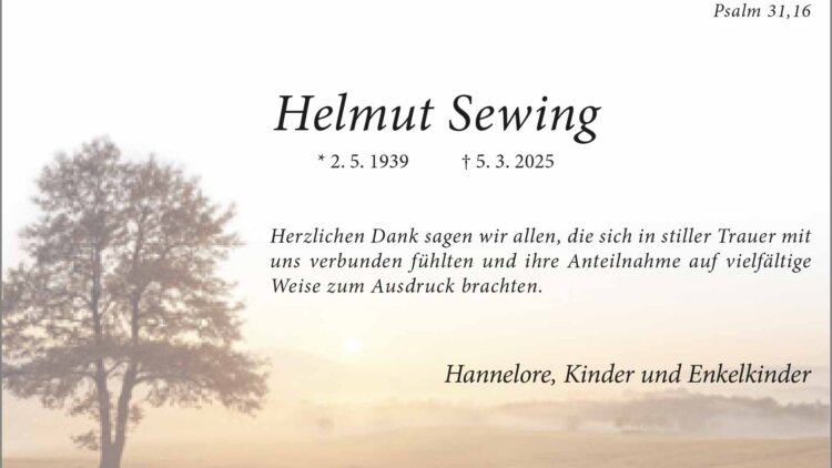 Helmut Sewing -Danksagung-