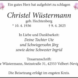 Christel Wüstermann † 9. 4. 2025