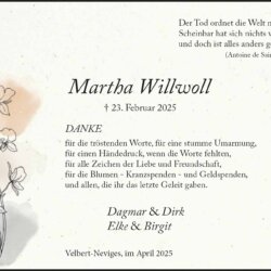 Martha Willwoll -Danksagung-