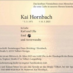 Kai Hornbach † 10. 3. 2025