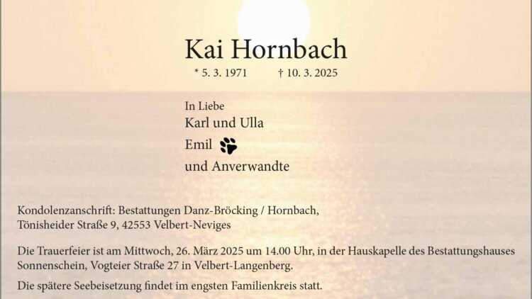 Kai Hornbach † 10. 3. 2025