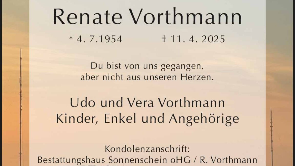 Renate Vorthmann † 11. 4. 2025