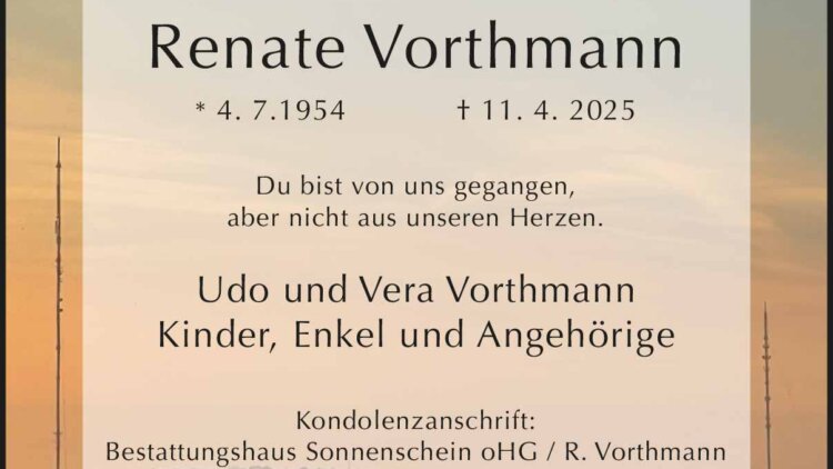 Renate Vorthmann † 11. 4. 2025