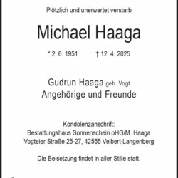 Michael Haaga † 12. 4. 2025