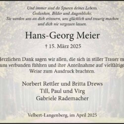 Hans-Georg Meier -Danksagung-
