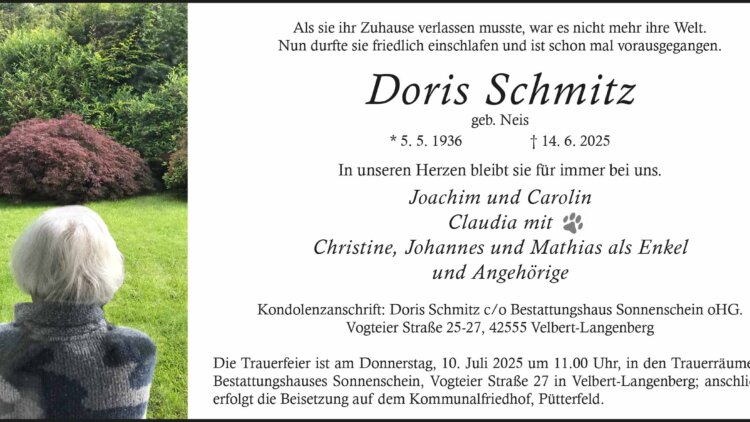 Doris Schmitz † 14. 6. 2025