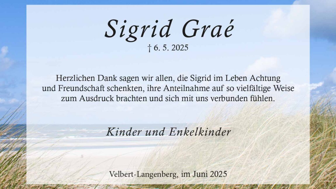 Sigrid Graé -Danksagung-