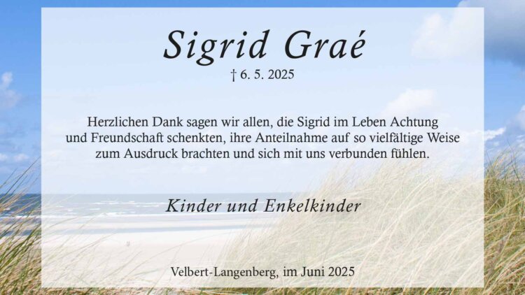 Sigrid Graé -Danksagung-