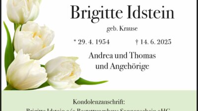 Brigitte Idstein † 14. 6. 2025