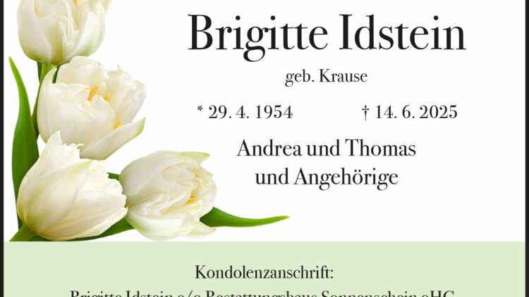 Brigitte Idstein † 14. 6. 2025