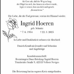 Ingrid Hoeren † 22. 3. 2025