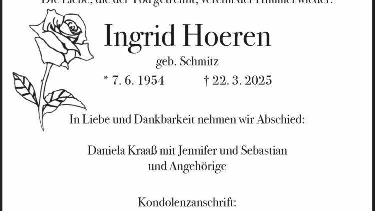 Ingrid Hoeren † 22. 3. 2025