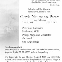 Gerda Naumann-Peters † 20. 2. 2025