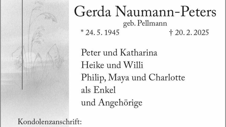 Gerda Naumann-Peters † 20. 2. 2025