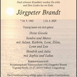 Jörgpeter Brandt † 24. 4. 2025