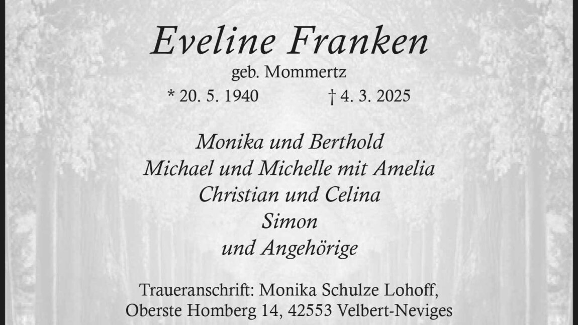 Eveline Franken † 4. 3. 2025