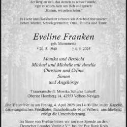 Eveline Franken † 4. 3. 2025