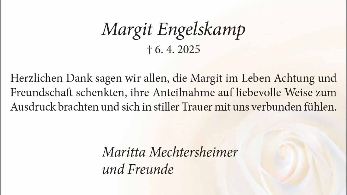 Margit Engelskamp -Danksagung-