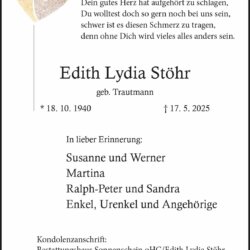 Edith Lydia Stöhr † 17. 5. 2025