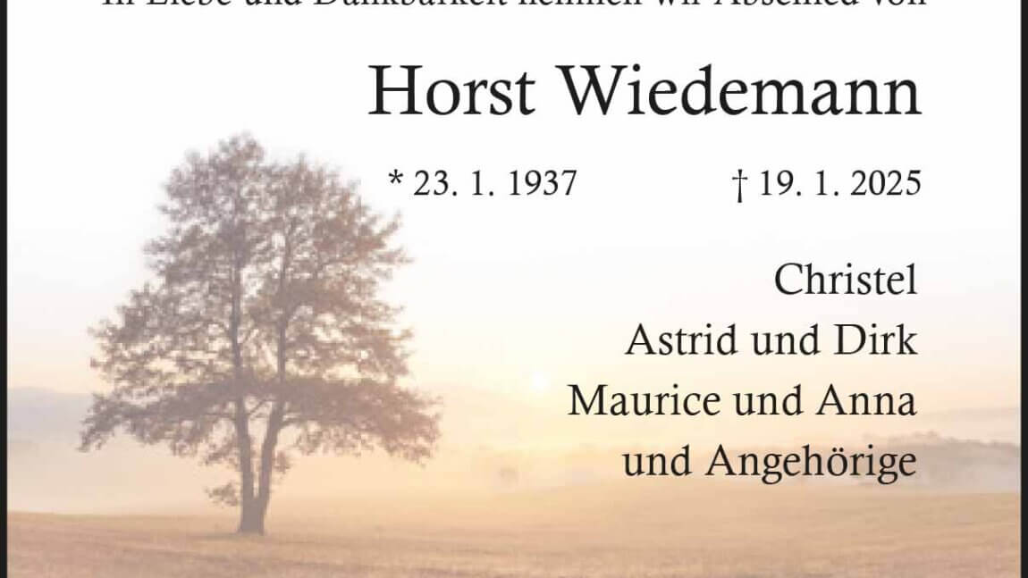 Horst Wiedemann † 19. 1. 2025