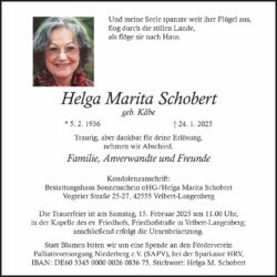 Helga Marita Schobert † 24. 1. 2025